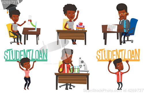 Image of Vector set of student characters.
