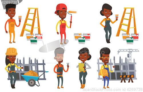 Image of Vector set of constructors and builders characters