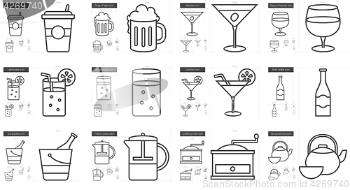 Image of Drinks line icon set.