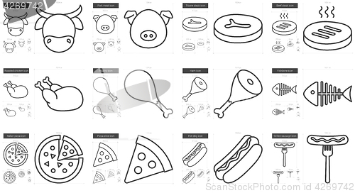 Image of Junk food line icon set.