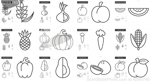 Image of Healthy food line icon set.