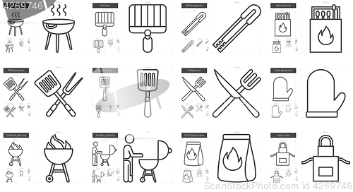 Image of Barbecue line icon set.
