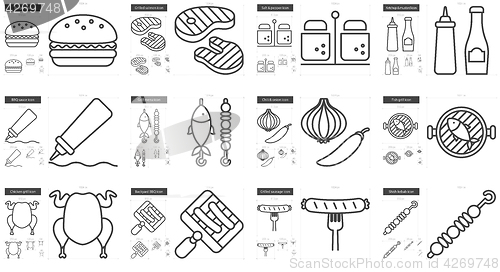 Image of Barbecue line icon set.