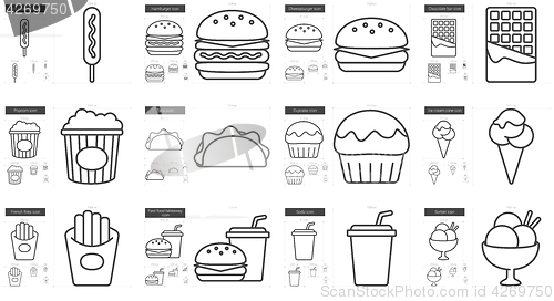 Image of Junk food line icon set.