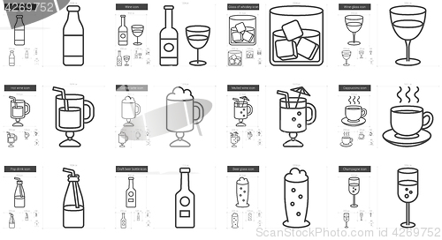 Image of Drinks line icon set.