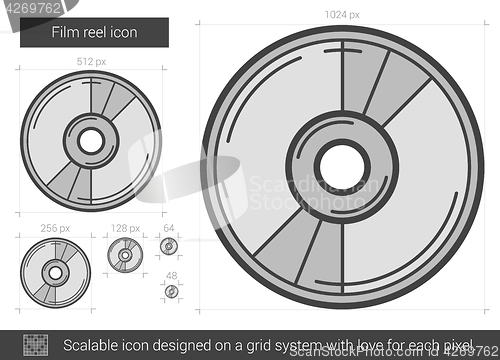 Image of Film reel line icon.