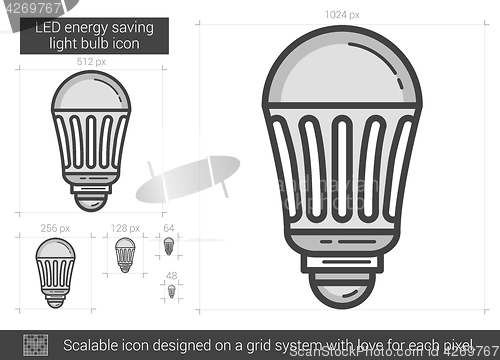 Image of LED energy saving light bulb line icon.