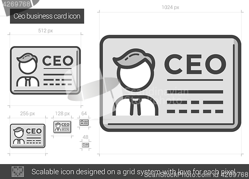Image of CEO business card line icon.