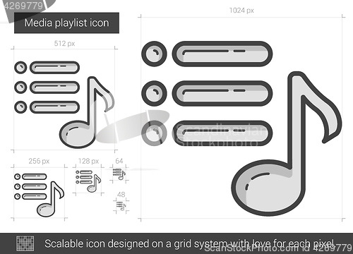 Image of Media playlist line icon.