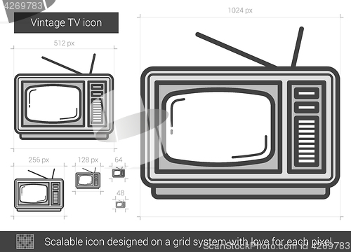 Image of Vintage TV line icon.