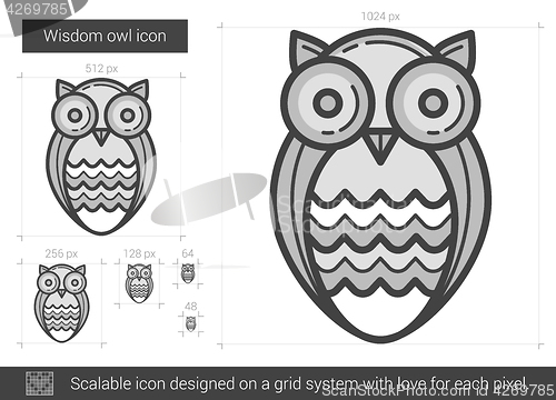 Image of Wisdom owl line icon.