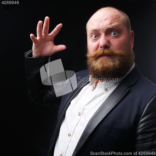 Image of Angry man waved hand on