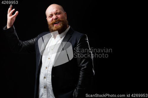 Image of Man sings on empty background