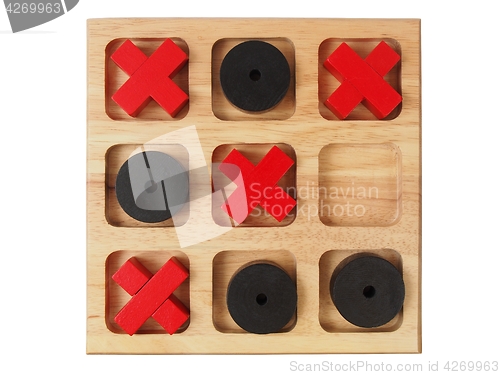 Image of Wooden tic-tac-toe on white