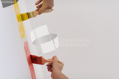 Image of couple painting interior wall