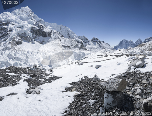 Image of Everest base camp area with Nuptse summit 