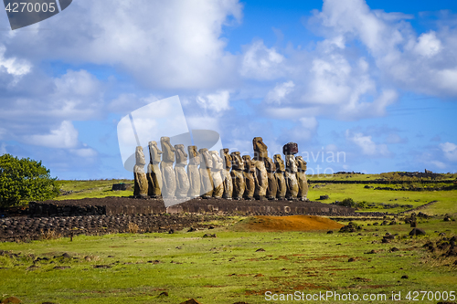 Image of Moais statues, ahu Tongariki, easter island