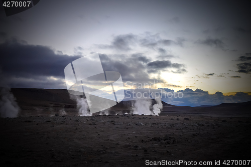 Image of Sol de manana geothermal field in sud Lipez reserva, Bolivia