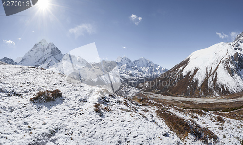 Image of  Everest base camp trek in Himalayas and Ama dablam peak