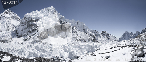 Image of Everest base camp with view on Nuptse and Khumbu