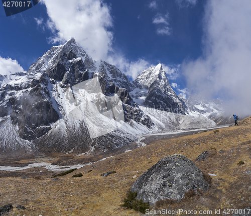 Image of Photographer taking pictures on Everest base camp trek