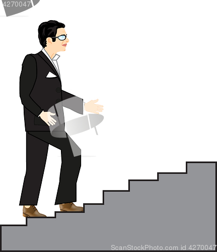 Image of Man rises on stairway