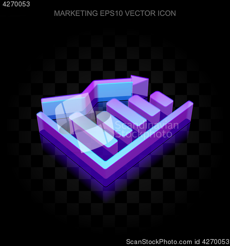 Image of Marketing icon: 3d neon glowing Decline Graph made of glass, EPS 10 vector.