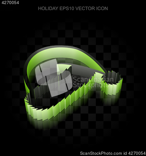 Image of Entertainment, icon: Green 3d Christmas Hat made of paper, transparent shadow, EPS 10 vector.