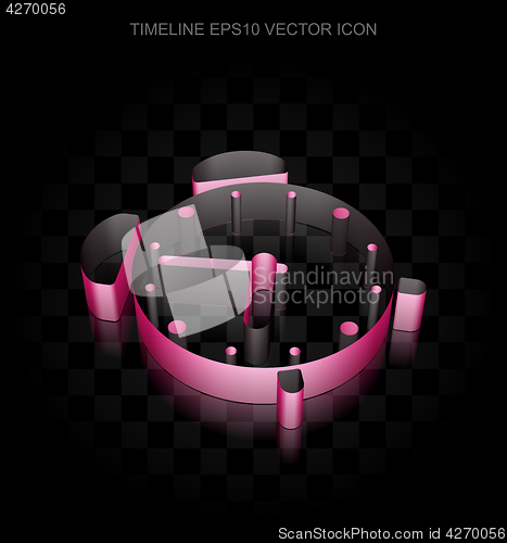 Image of Timeline icon: Crimson 3d Alarm Clock made of paper, transparent shadow, EPS 10 vector.