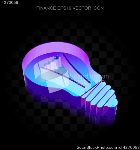 Image of Business icon: 3d neon glowing Light Bulb made of glass, EPS 10 vector.