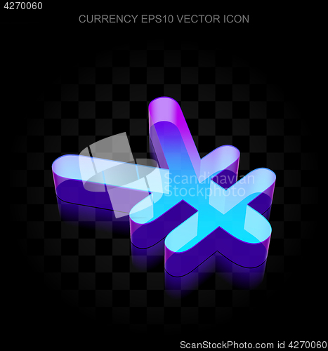 Image of Currency icon: 3d neon glowing Yen made of glass, EPS 10 vector.