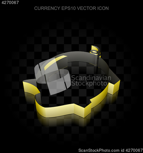 Image of Currency icon: Yellow 3d Money Box made of paper, transparent shadow, EPS 10 vector.