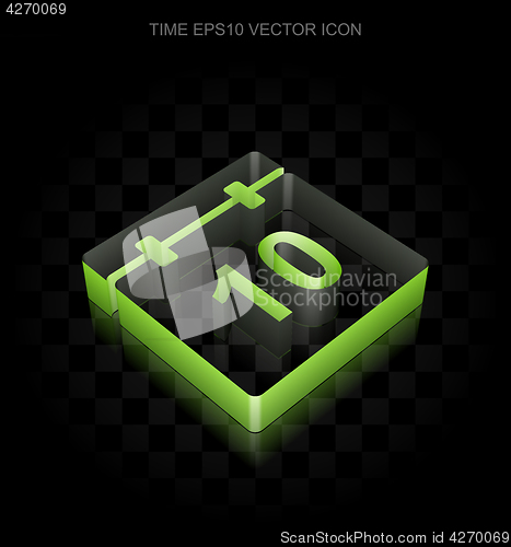 Image of Timeline icon: Green 3d Calendar made of paper, transparent shadow, EPS 10 vector.