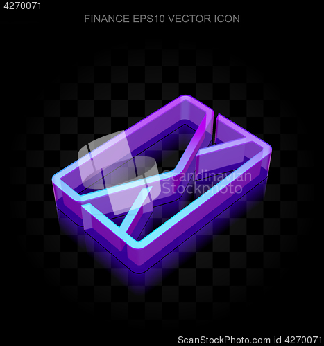 Image of Finance icon: 3d neon glowing Email made of glass, EPS 10 vector.