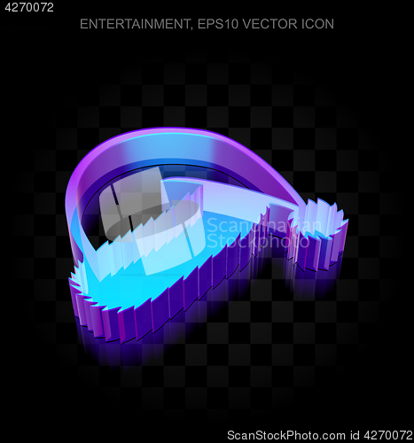 Image of Holiday icon: 3d neon glowing Christmas Hat made of glass, EPS 10 vector.