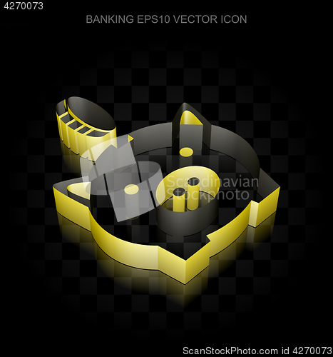 Image of Money icon: Yellow 3d Money Box With Coin made of paper, transparent shadow, EPS 10 vector.
