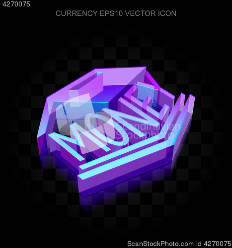Image of Money icon: 3d neon glowing Money Box made of glass, EPS 10 vector.