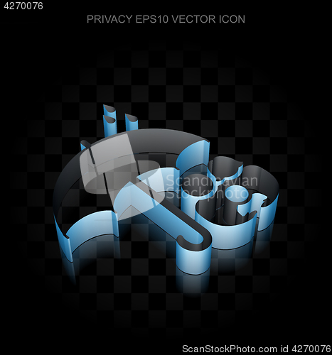 Image of Privacy icon: Blue 3d Family And Umbrella made of paper, transparent shadow, EPS 10 vector.