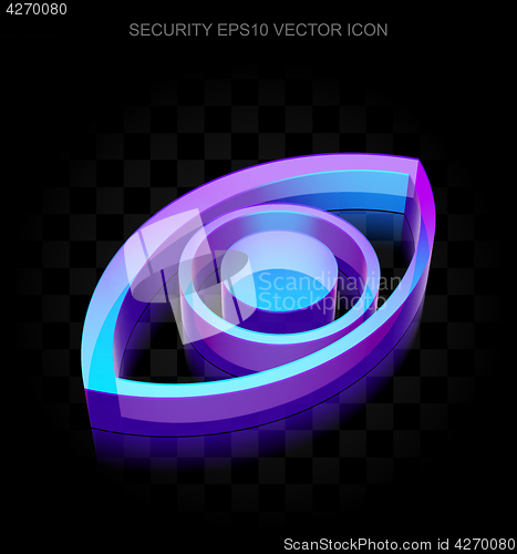 Image of Privacy icon: 3d neon glowing Eye made of glass, EPS 10 vector.