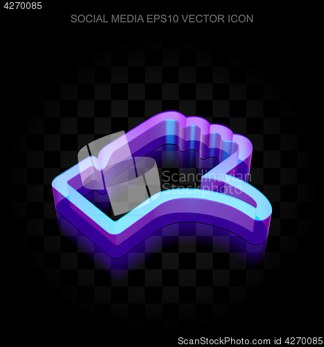 Image of Social network icon: 3d neon glowing Thumb Down made of glass, EPS 10 vector.