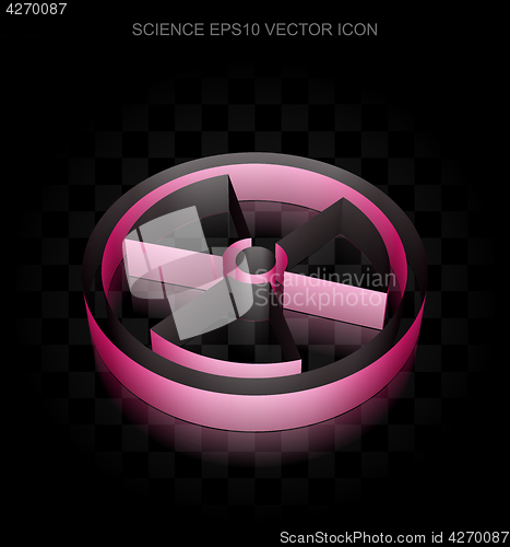Image of Science icon: Crimson 3d Radiation made of paper, transparent shadow, EPS 10 vector.