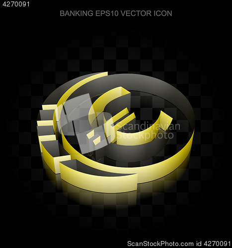 Image of Banking icon: Yellow 3d Euro Coin made of paper, transparent shadow, EPS 10 vector.