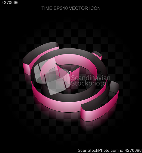 Image of Time icon: Crimson 3d Hand Watch made of paper, transparent shadow, EPS 10 vector.