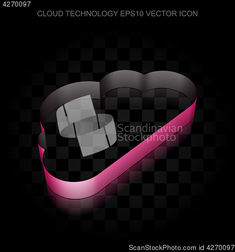 Image of Cloud technology icon: Crimson 3d Cloud made of paper, transparent shadow, EPS 10 vector.