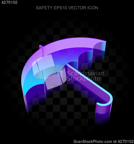 Image of Privacy icon: 3d neon glowing Umbrella made of glass, EPS 10 vector.