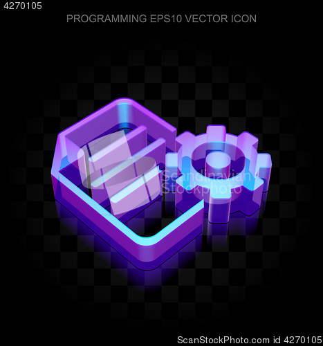 Image of Programming icon: 3d neon glowing Gear made of glass, EPS 10 vector.