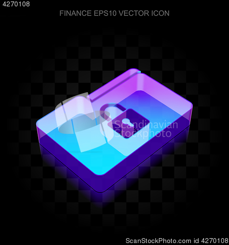 Image of Finance icon: 3d neon glowing Folder With Lock made of glass, EPS 10 vector.
