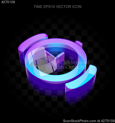 Image of Time icon: 3d neon glowing Hand Watch made of glass, EPS 10 vector.