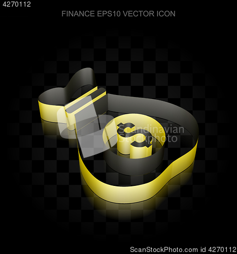 Image of Business icon: Yellow 3d Money Bag made of paper, transparent shadow, EPS 10 vector.