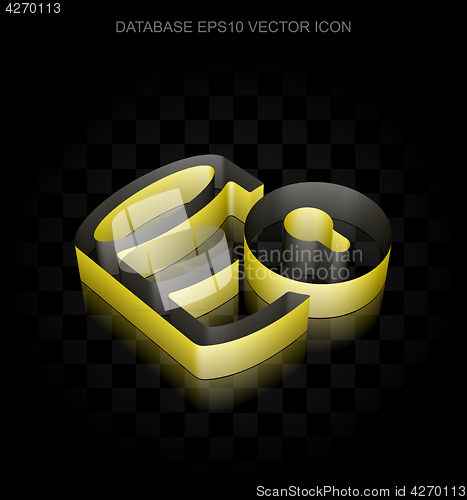 Image of Database icon: Yellow 3d Database With Lock made of paper, transparent shadow, EPS 10 vector.